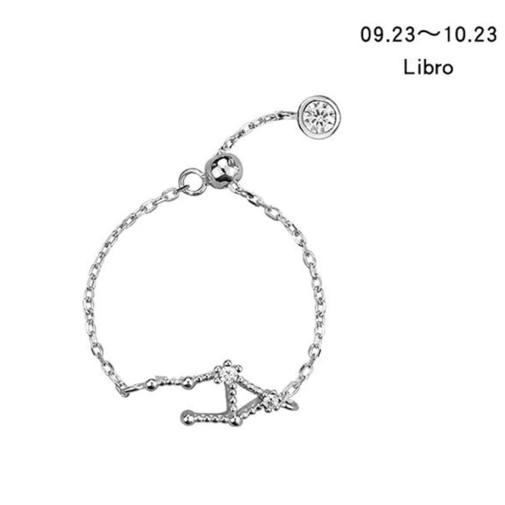 *925 Sterling Silver Zodiac Resizable Ring-Libra A